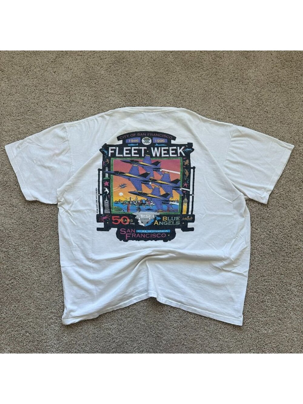 Vintage 90s US Navy Blue Angels T-Shirt San Francisco Fleet Week 1996 Military